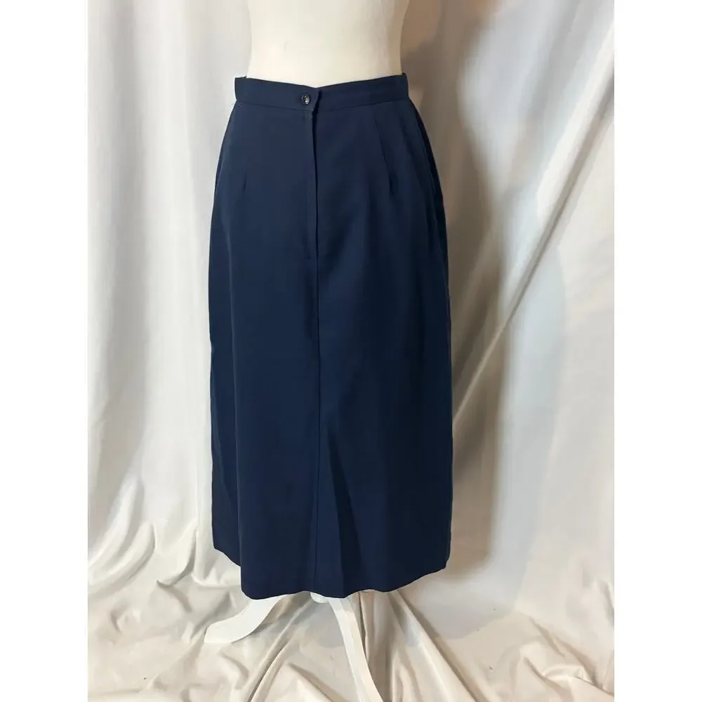 Michele Blue Pleated 100% Wool Long Skirt Academia Size Unknown